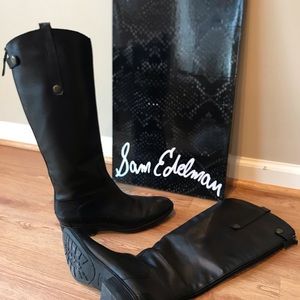 Sam Edelman Penny Riding Boot Black Leather Sz 9